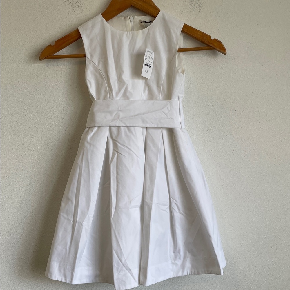 J Crew Girls' pleated bow dress in taffeta‎ Size 5 White Color